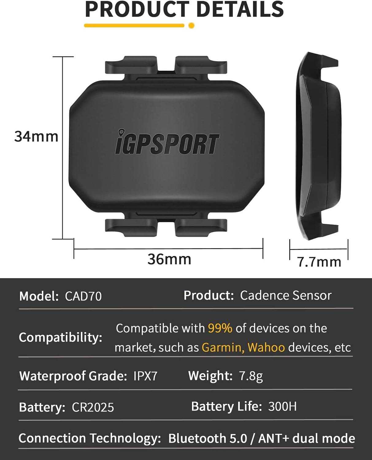 iGPSPORT Sensor de Velocidad/Cadencia de bicicleta