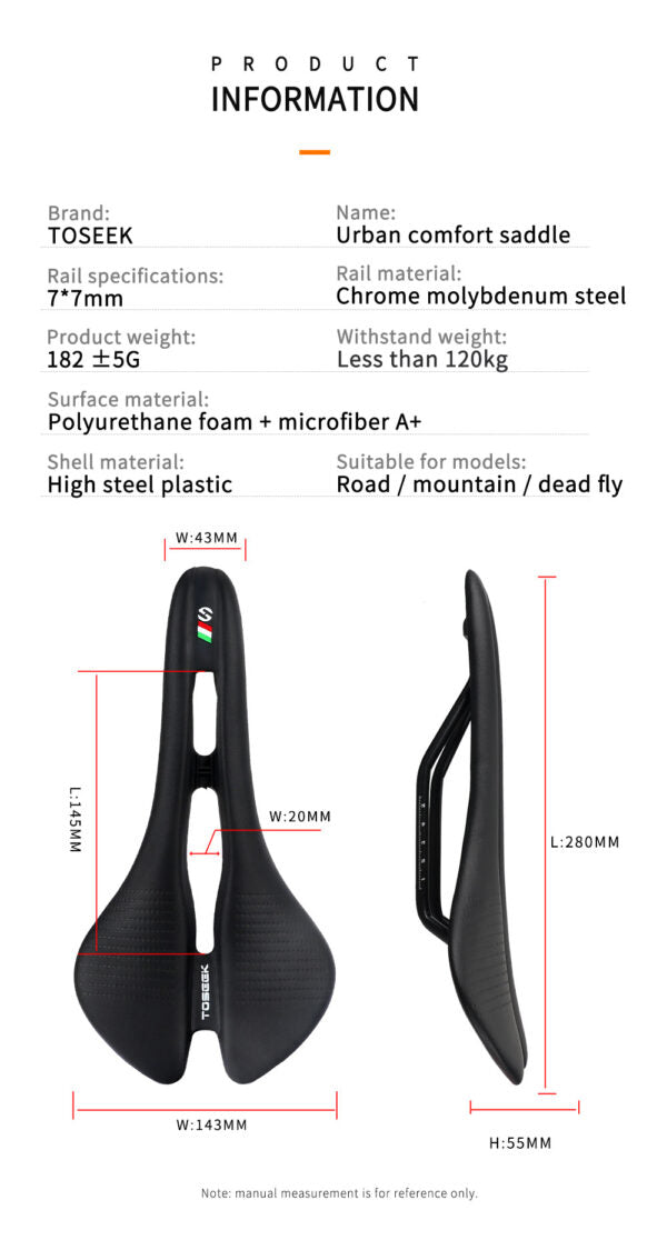 ASIENTO TOSEEK PRO 143 Súper Ligero MTB Ruta
